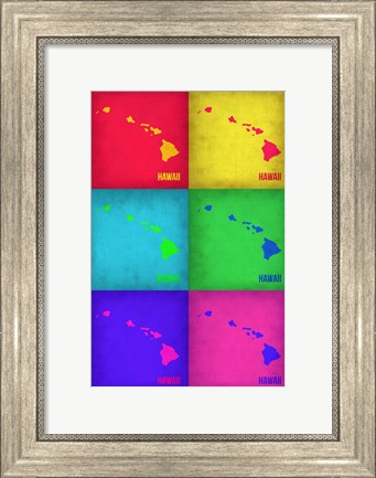 Framed Hawaii Pop Art Map 1 Print