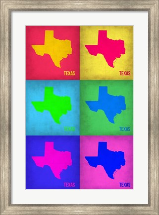 Framed Texas Pop Art Map 1 Print