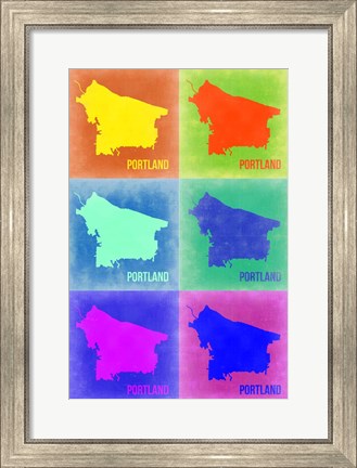 Framed Portland Pop Art Map 3 Print