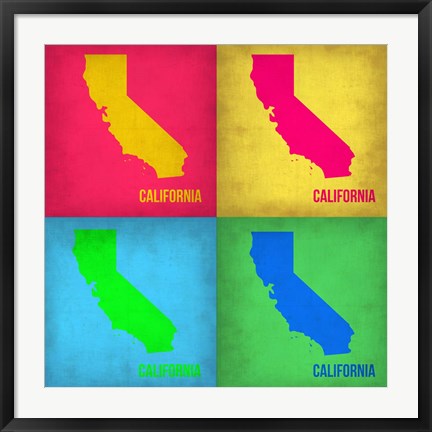 Framed California Pop Art Map 1 Print