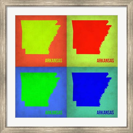 Framed Arkansas Pop Art Map 1 Print