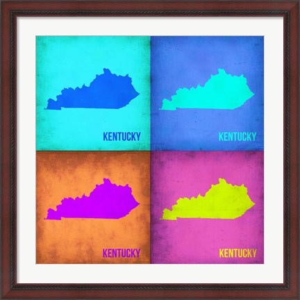 Framed Kentucky Pop Art Map 1 Print