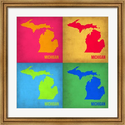 Framed Michigan Pop Art Map 1 Print