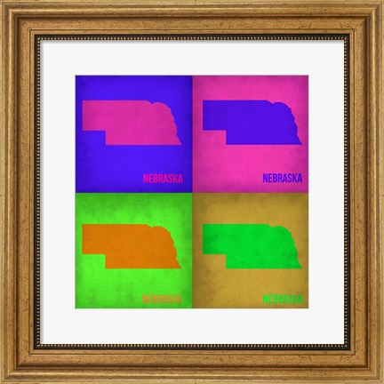 Framed Nebraska Pop Art Map 1 Print