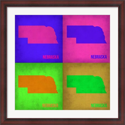 Framed Nebraska Pop Art Map 1 Print