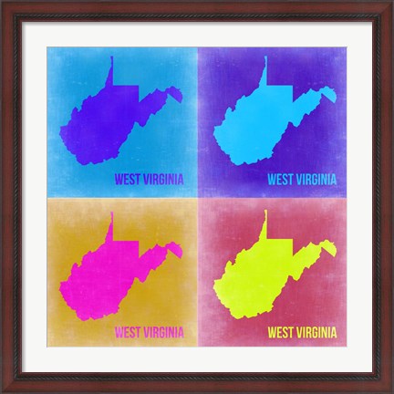 Framed West Virginia Pop Art Map 2 Print