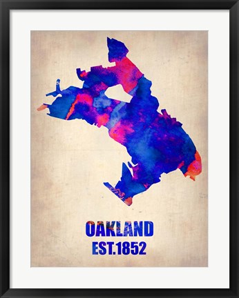 Framed Oakland Watercolor Map Print