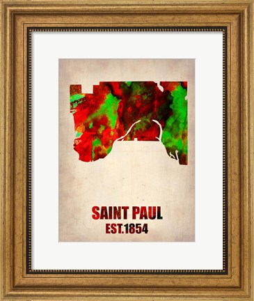 Framed Saint Paul Watercolor Map Print