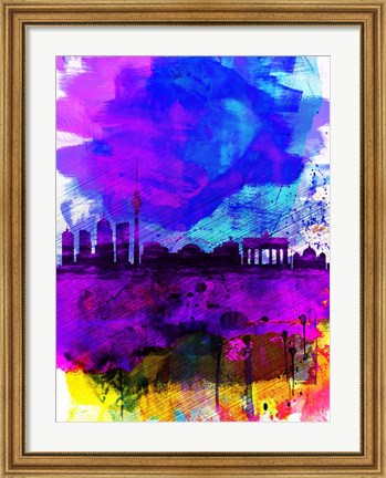 Framed Berlin Watercolor Skyline Print