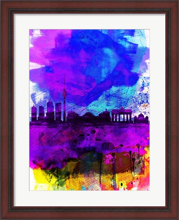 Framed Berlin Watercolor Skyline Print