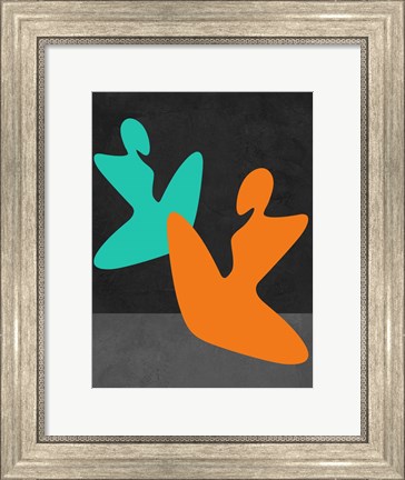 Framed Orange and Blue Girls Print