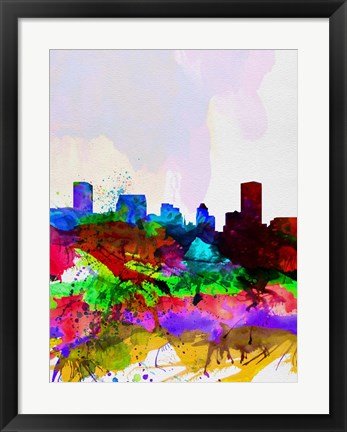 Framed Baltimore Watercolor Skyline Print