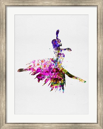 Framed Ballerina on Stage Watercolor 4 Print