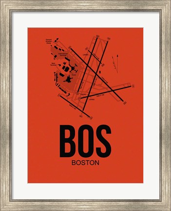 Framed BOS Boston Airport Orange Print