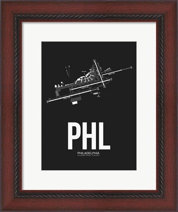 Framed PHL Philadelphia Airport Black Print