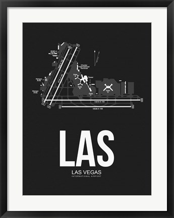 Framed LAS Las Vegas Airport Black Print