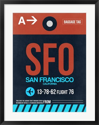 Framed SFO San Francisco Luggage Tag 2 Print