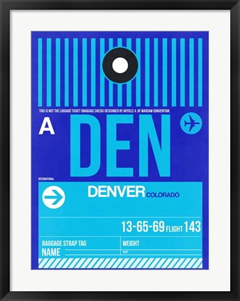 Framed DEN Denver Luggage Tag 2 Print