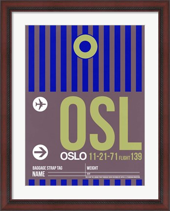 Framed OSL Oslo Luggage Tag 2 Print