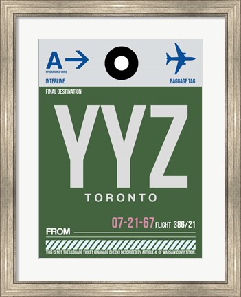 Framed YYZ Toronto Luggage Tag 1 Print