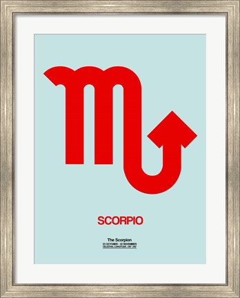 Framed Scorpio Zodiac Sign Red Print