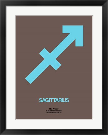 Framed Sagittarius Zodiac Sign Blue Print