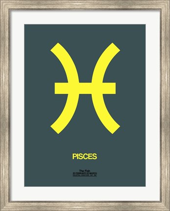 Framed Pisces Zodiac Sign Yellow Print