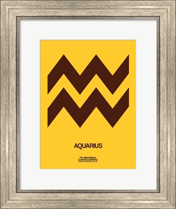 Framed Aquarius Zodiac Sign Brown Print