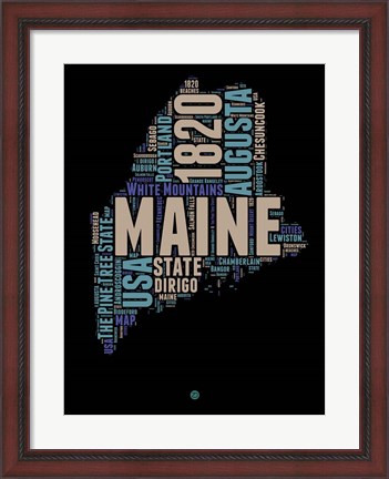 Framed Maine Word Cloud 1 Print