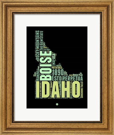 Framed Idaho Word Cloud 1 Print