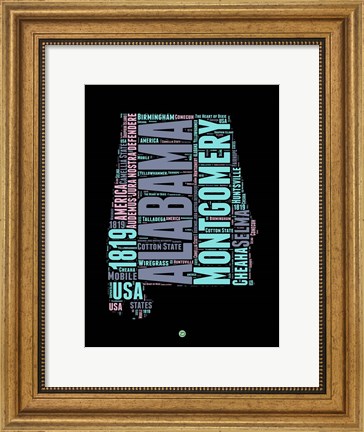 Framed Alabama Word Cloud 1 Print