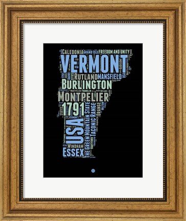 Framed Vermont Word Cloud 1 Print