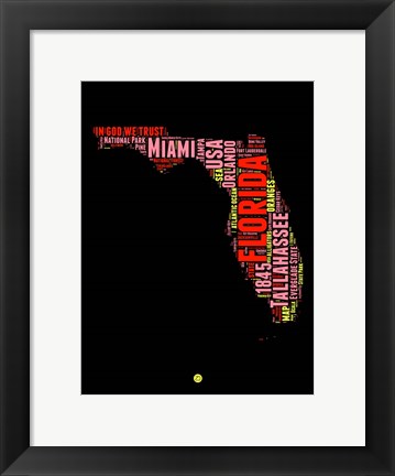 Framed Florida Word Cloud 1 Print