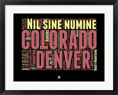 Framed Denver Word Cloud 1 Print