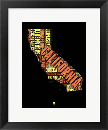 Framed California Word Cloud 1 Print