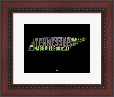 Framed Tennessee Word Cloud 1 Print