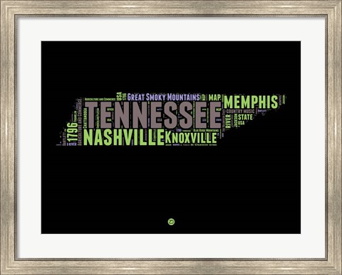 Framed Tennessee Word Cloud 1 Print