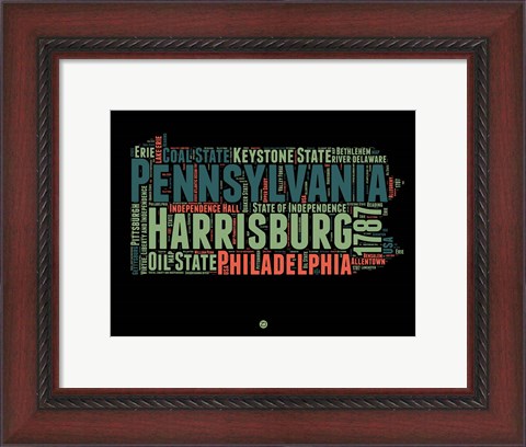 Framed Pennsylvania Word Cloud 1 Print