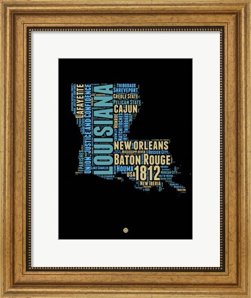 Framed Louisiana Word Cloud 1 Print