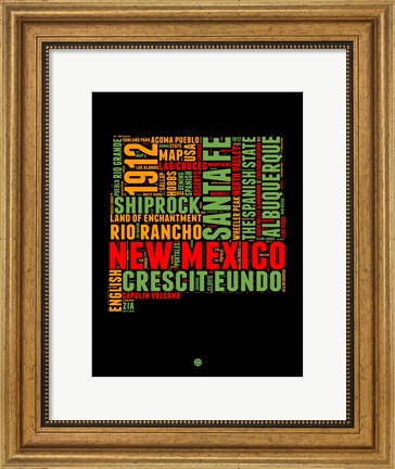 Framed New Mexico Word Cloud 1 Print