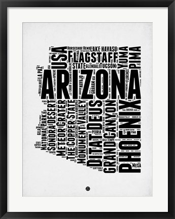 Framed Arizona Word Cloud 2 Print