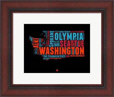 Framed Washington Word Cloud 1 Print