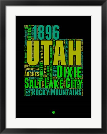 Framed Utah Word Cloud 1 Print