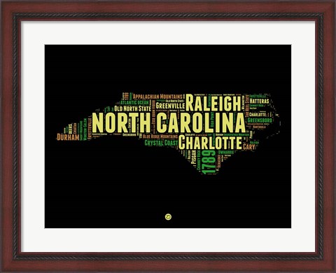 Framed North Carolina Word Cloud 1 Print