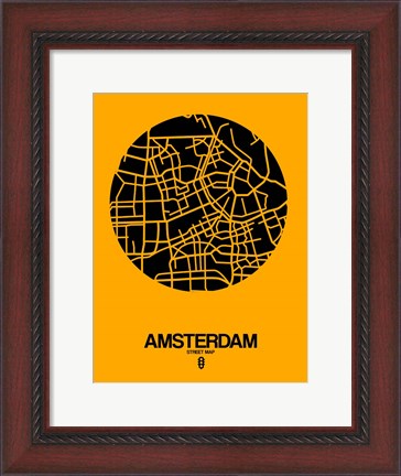 Framed Amsterdam Street Map Yellow Print