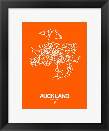 Framed Auckland Street Map Orange Print