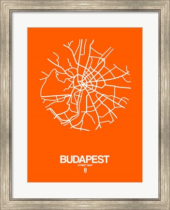 Framed Budapest Street Map Orange Print