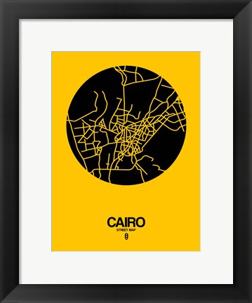 Framed Cairo Street Map Yellow Print