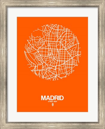 Framed Madrid Street Map Orange Print