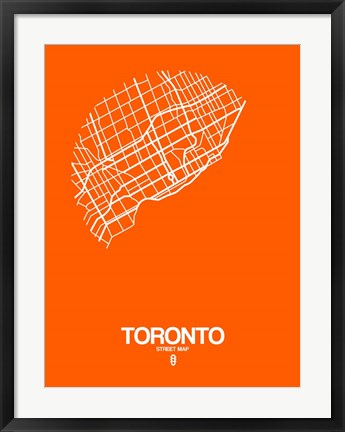 Framed Toronto Street Map Orange Print